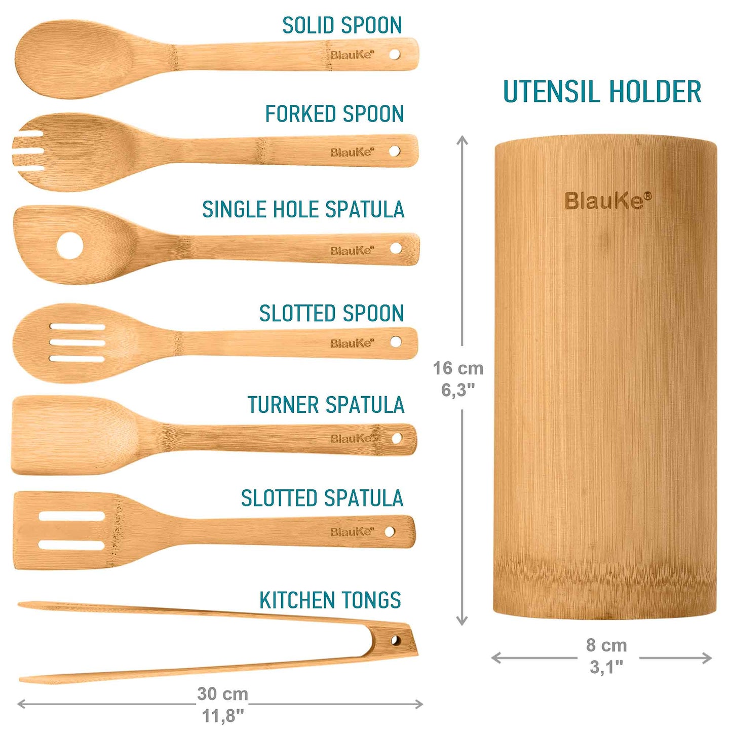 Bamboo Kitchen Utensils Set – 8‑Pack